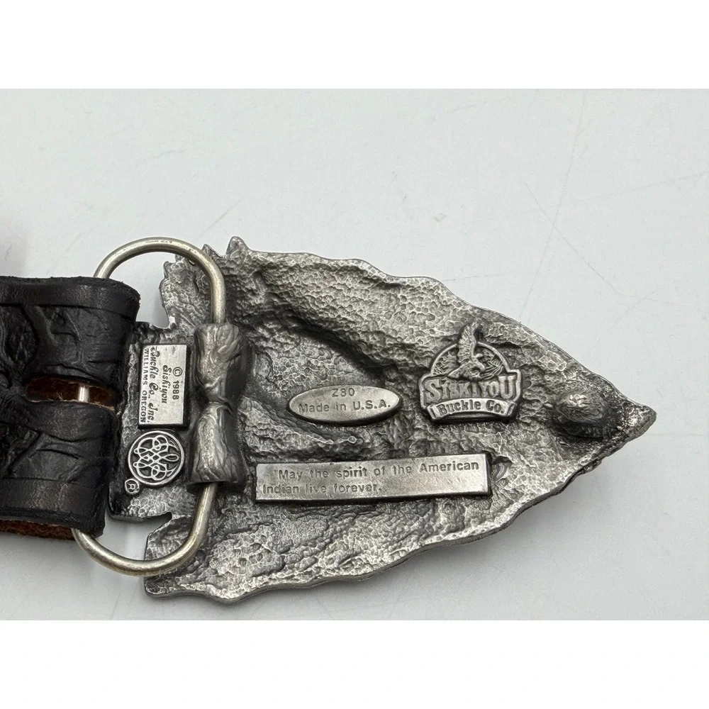 Siskiyou Buckle Co Western Belt Black Leather Arrowhead Eagle USA